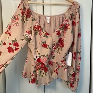 Pink Floral Wrap Top